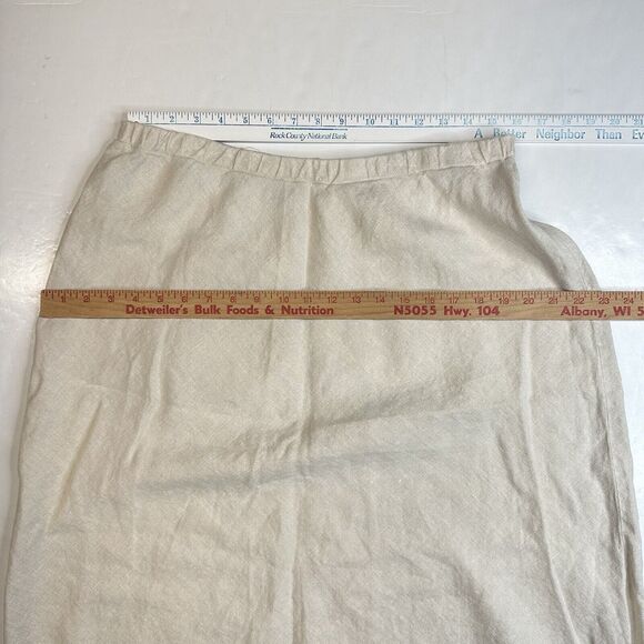 Lands End 100% Linen A-Line Skirt Womens 18W Neutral Beige Side Zip Plus Size - Picture 3 of 9